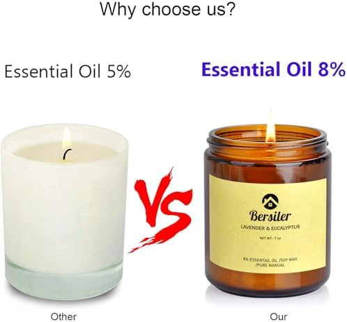 Bersiler 7OZ Lavender Eucalyptus Soy Wax Candles