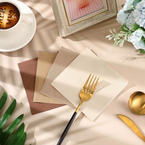 Layhit 100 Pcs Brown Cocktail Napkins Square Disposable for Parties