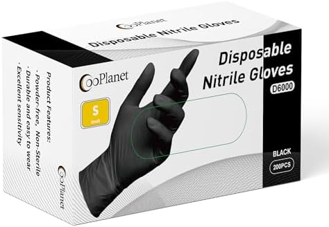 CooPlanet Black Nitrile Disposable Gloves