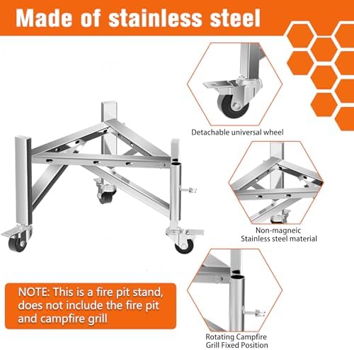 Universal Firepit Stand for 15-27 Firepits Stainless Steel
