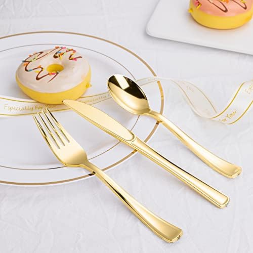 N9R 500PCS Gold Plastic Cutlery Set