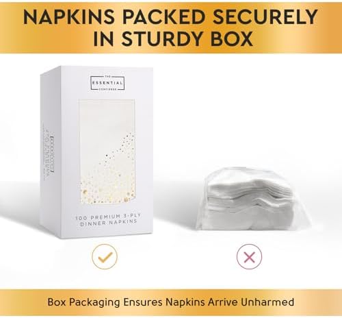 100 Pack Gold White Disposable Napkins 75x425 Inch 3-Ply