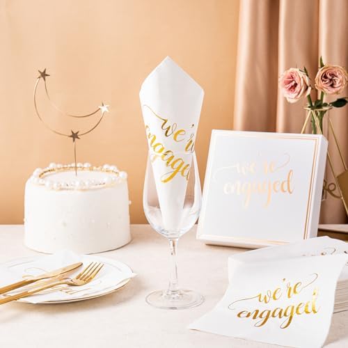 WRAPAHOLIC 50Pcs Gold Were Engaged Napkins