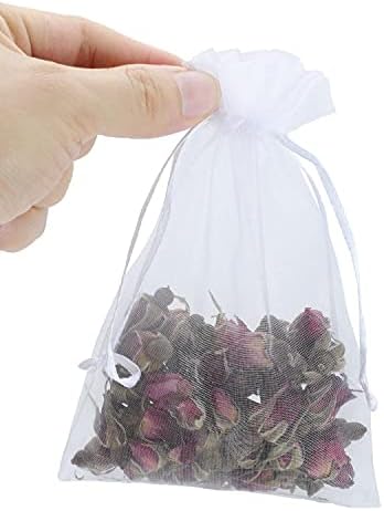 Kslong 100PCS White Drawstring Mesh Bags 3x4 Inch