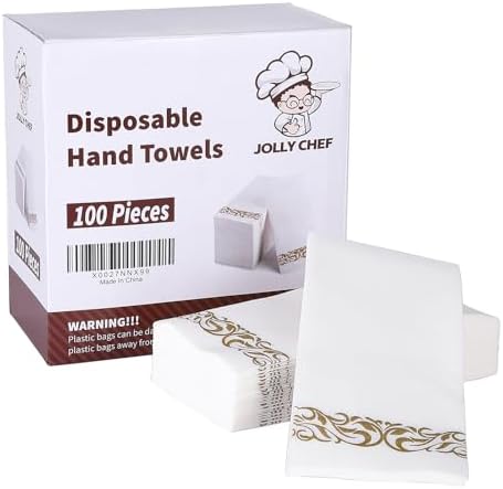 JOLLY CHEF 100 Gold and White Disposable Napkins
