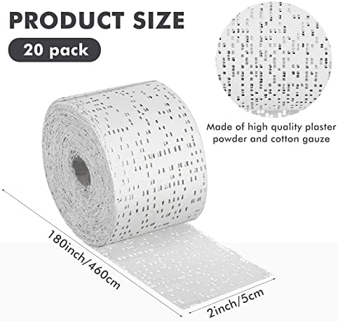 20 Pack Plaster Cloth Gauze Bandage Rolls for Art and Craft Projects