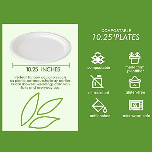 Vplus 150 Pack Compostable Paper Plates 1025 Inch Eco-Friendly