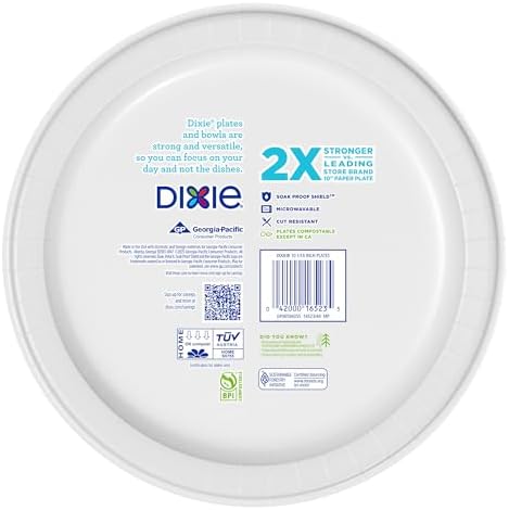 Dixie Large Paper Plates 10 Inch 204 Count 2X Stronger