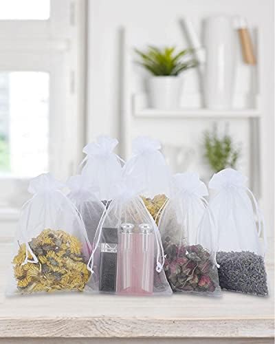 Kslong 100PCS White Drawstring Mesh Bags 3x4 Inch