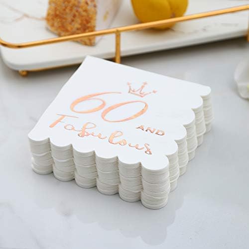 60 and Fabulous Cocktail Napkins Rose Gold