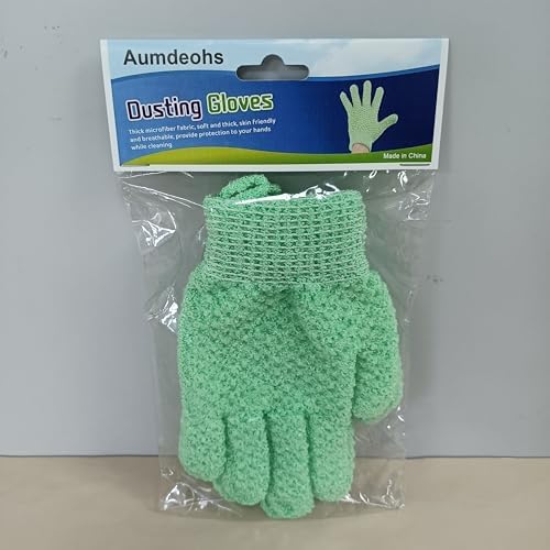 Aumdeohs Microfiber Dusting Gloves Reusable Washable Cleaning Mittens Green Standard