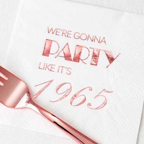 Crisky 60th Birthday Rose Gold Cocktail Napkins 50 Pcs