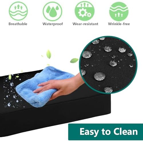 Oslimea Outdoor Cushion Covers 2 Pack Black 25x27x5 Inch