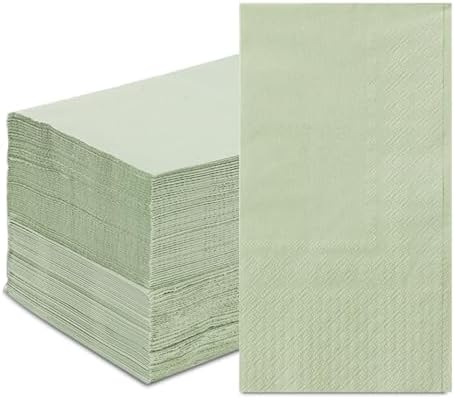 100PCS Sage Green Disposable Napkins and Hand Towels