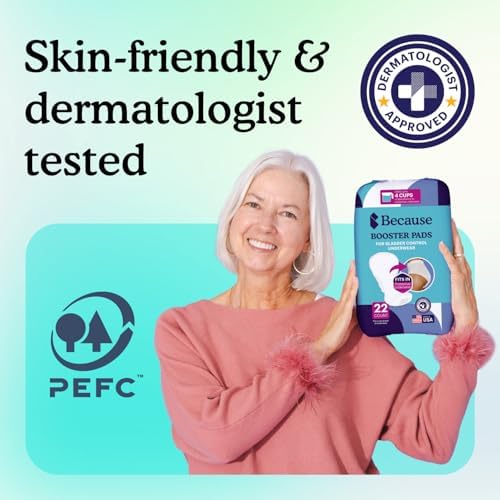 Because Premium Incontinence Booster Pads 22 Count Leak-Proof Soft Unisex