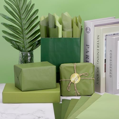 60 Sheets Gradient Lime Green Tissue Paper for Gift Wrapping