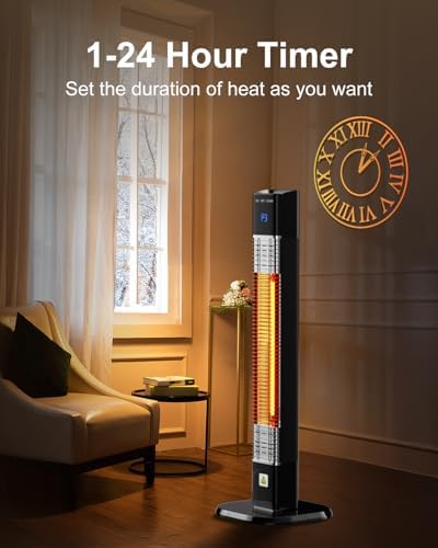 Uthfy 1500W Infrared Outdoor Heater with 24H Timer and IP44 Waterproof