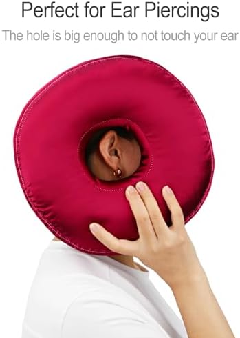 Washable Silky Satin Ear Pillow with Removable Case for Ear Pain Relief