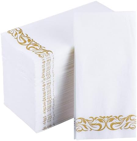 JOLLY CHEF 100 Gold and White Disposable Napkins