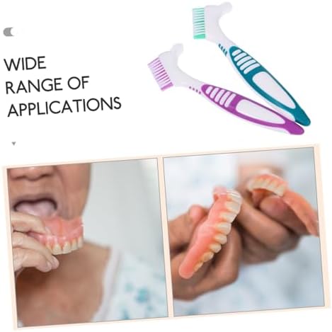 2Pcs Denture Brush Set with Ergonomic Handle and Dual-Sided Design