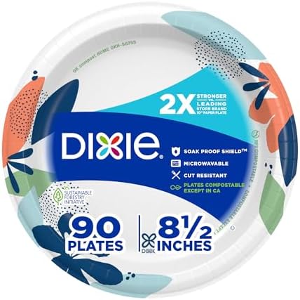 Dixie Medium Paper Plates 85 Inch 90 Count