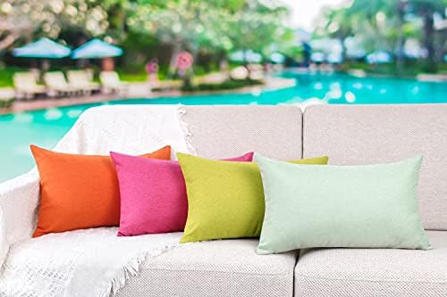 4TH Emotion Waterproof Throw Pillow Covers 12x20 Inch Rose Red Pack of 2