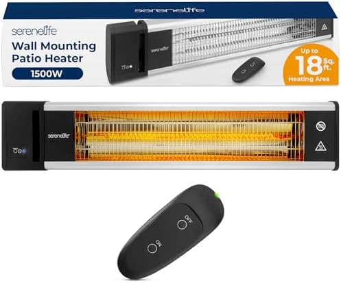 SereneLife Infrared Wall-Mounted Heater with Remote 1500W