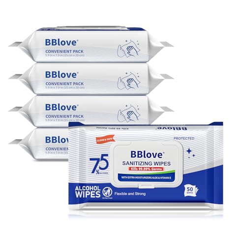 75 Alcohol Sanitizer Wipes with Aloe Vera 200 Count x 4 Packs