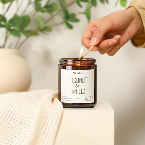 AOOVOO Coconut Vanilla Candles 9 oz Aromatherapy Soy Candles