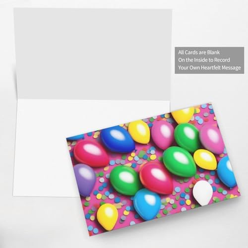 Balloons Confetti Holiday Cards 10 Pieces with Gray Envelopes