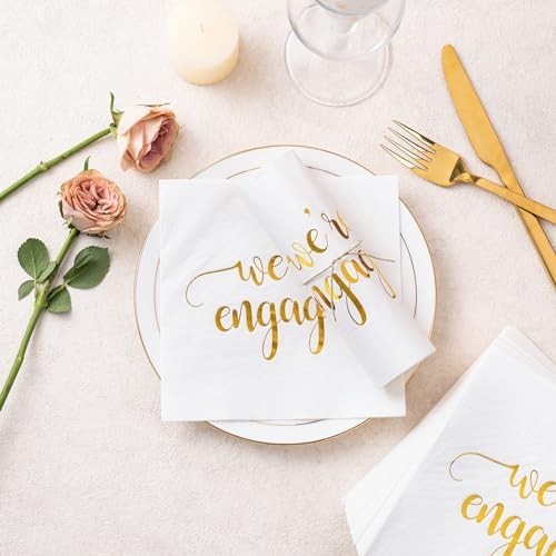 WRAPAHOLIC 50Pcs Gold Were Engaged Napkins