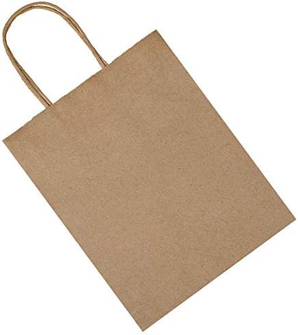 Bagmad 100 Pack 8x475x10 Inch Plain Kraft Paper Bags with Handles