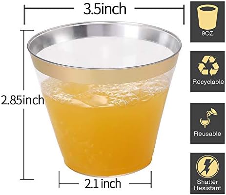 I00000 200 Pack Gold Rimmed Plastic Cups