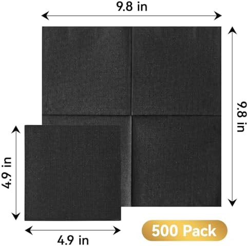 Vplus 500 Pack Black Cocktail Napkins 49x49 inch
