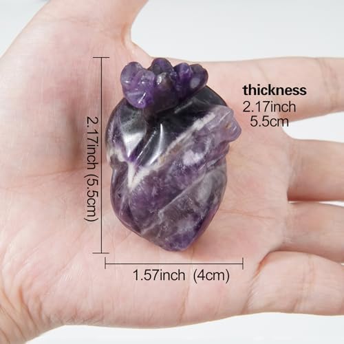 MiyouLuna 217 Inch Amethyst Heart Crystal Sculpture