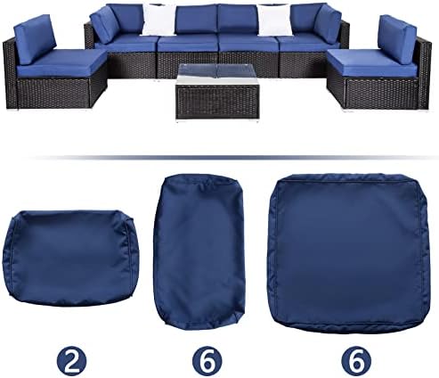Kinsuite 14Pcs Patio Cushion Covers Dark Blue