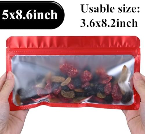 Millefiore Holographic Mylar Food Storage Bags 100PCS Red 5x86 Inch