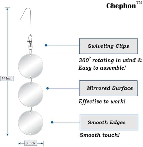 Chephon Upgraded Bird Scare Discs Set - 24 Large Reflective Discs