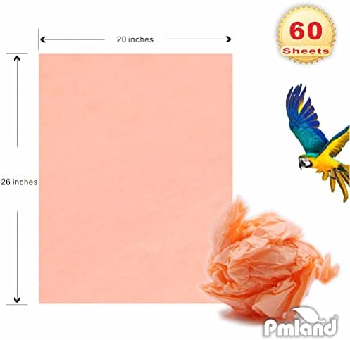 PMLAND Gift Wrapping Tissue Paper Peach 20x26 60 Sheets