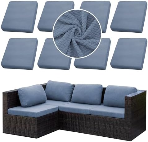 8Pcs Stretch Outdoor Cushion Covers Set