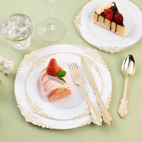 75PCS Gold Plastic Cutlery Set for 25 Guests