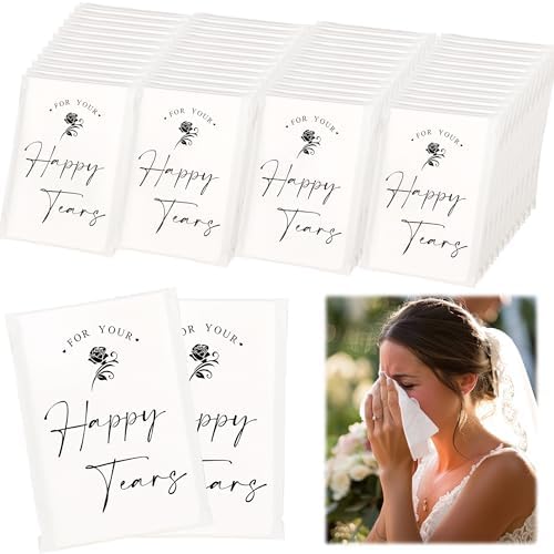 DORIS HOME 48pcs Happy Tears Wedding Tissues 3 Ply
