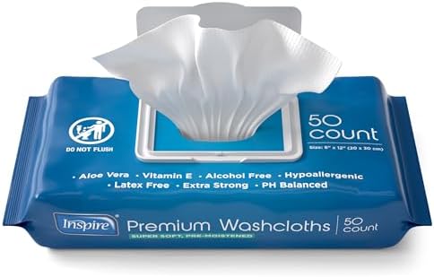 Inspire Adult Wet Wipes Oversized 8x12 Inches Pack of 8