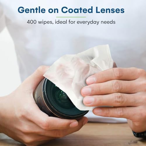 Care Touch Lens Wipes for Eyeglasses - 400 Count Portable Cleaners
