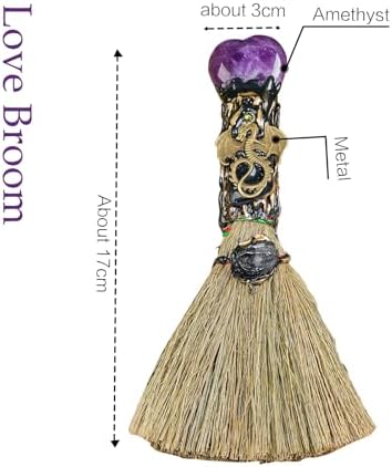 Amethyst Crystal Heart-Shaped Magic Broom - Reiki Energy Healing Tool