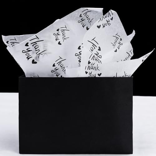 MR FIVE Black and White Thank You Tissue Paper Bulk