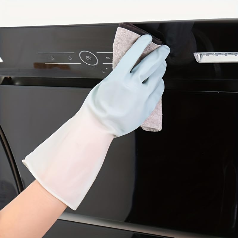 Reusable Cleaning Gloves 3 Pairs Blue Pink Green Two-Tone Design