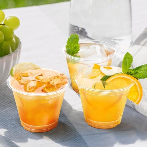 100 Pack 9 Oz Clear Plastic Cups for Wine Cocktail Punch