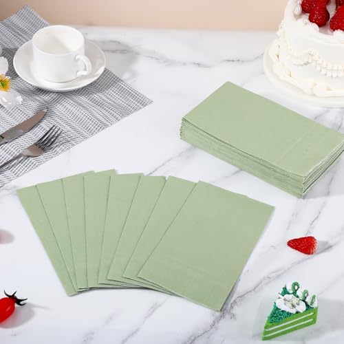 60 Pcs Sage Green Disposable Napkins for Home and Events