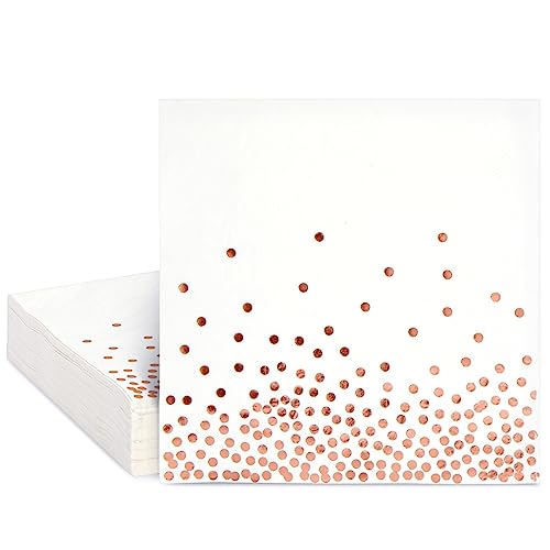 Juvale 50 Pack Disposable Rose Gold Napkins 65 Inch 3 Ply